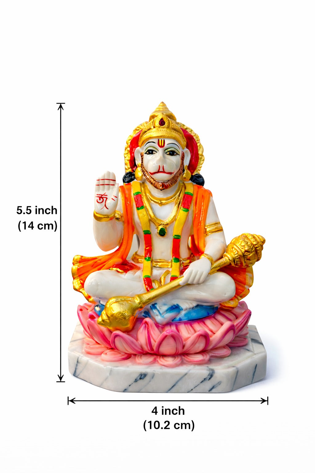 Hanuman Idol Sitting on Lotus in Marble Dust
