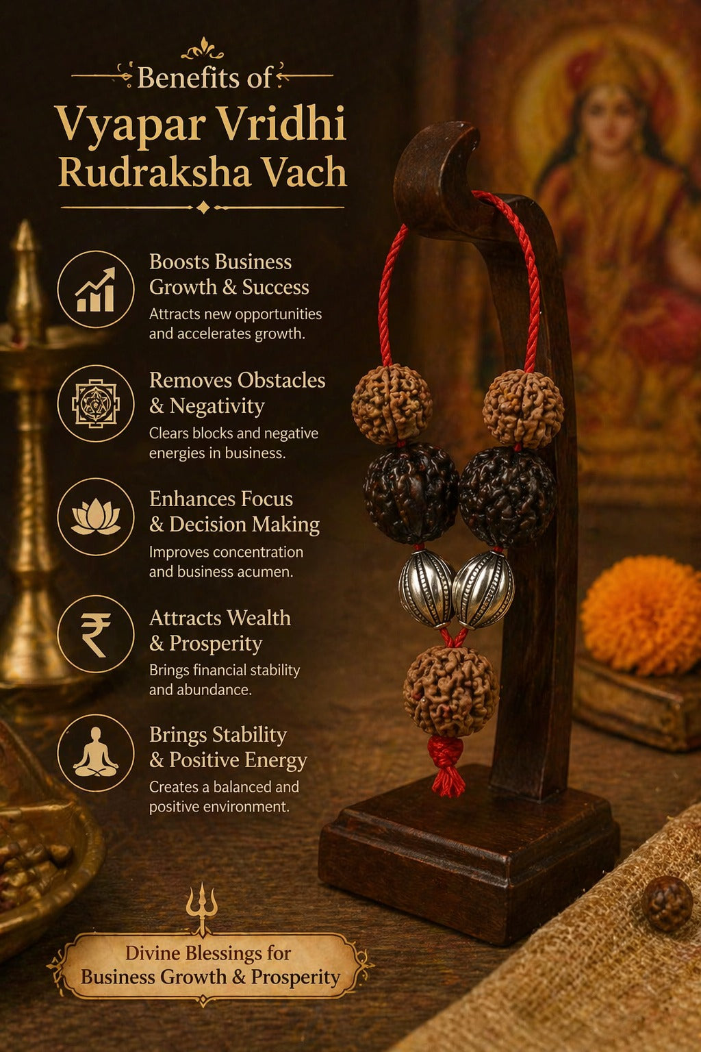 Certified Vyapar Vriddhi Rudraksha Kavach
