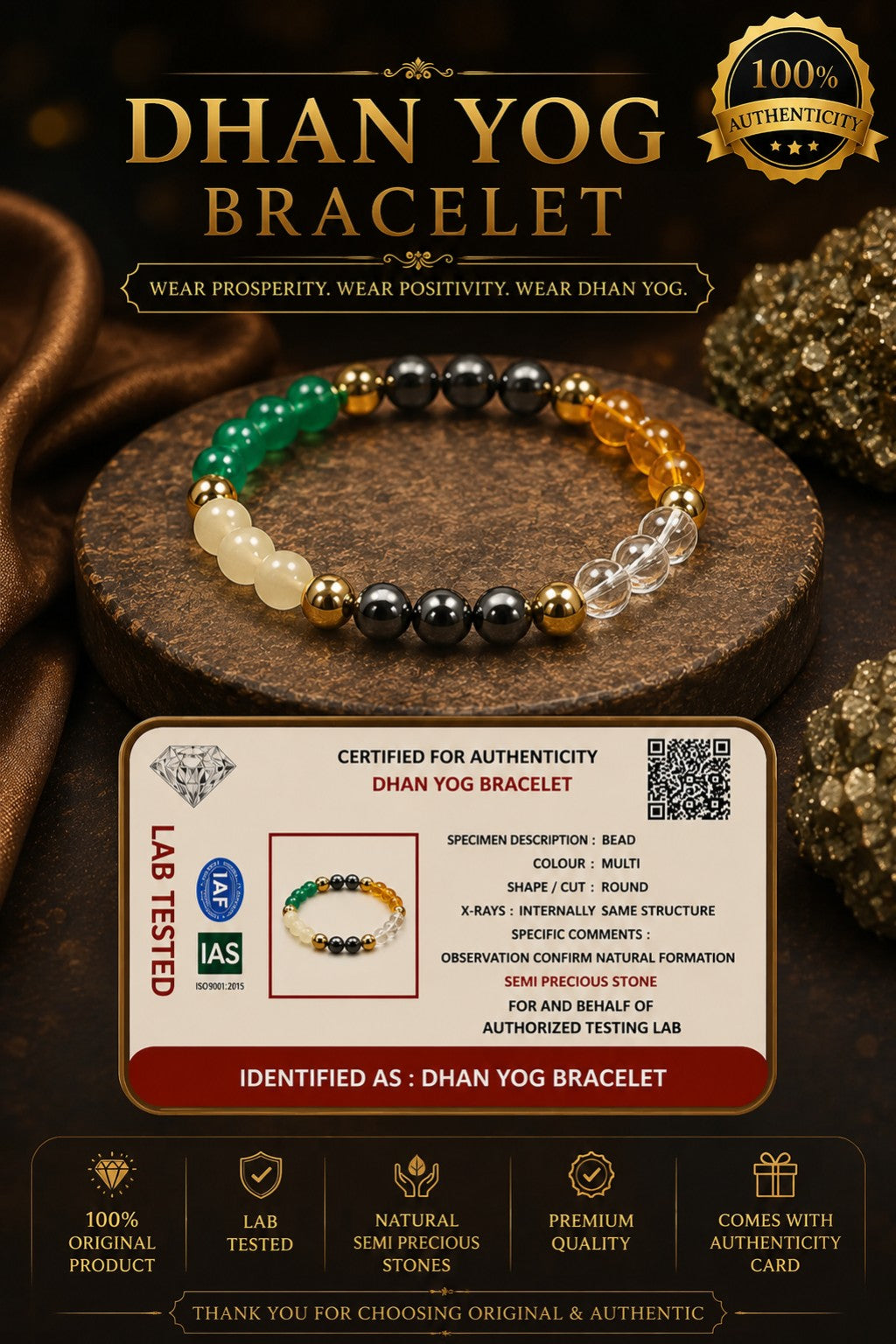 Original Dhan Yog Bracelet | Natural Wealth & Premium Energy Bracelet