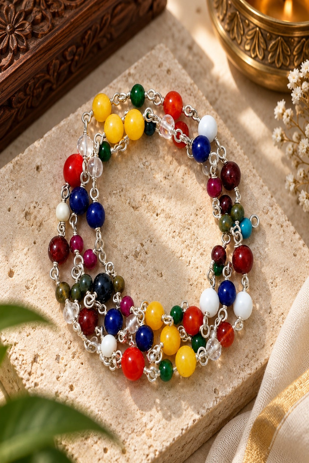 Natural Navratna Mala | 9 Gems for Balance, Protection