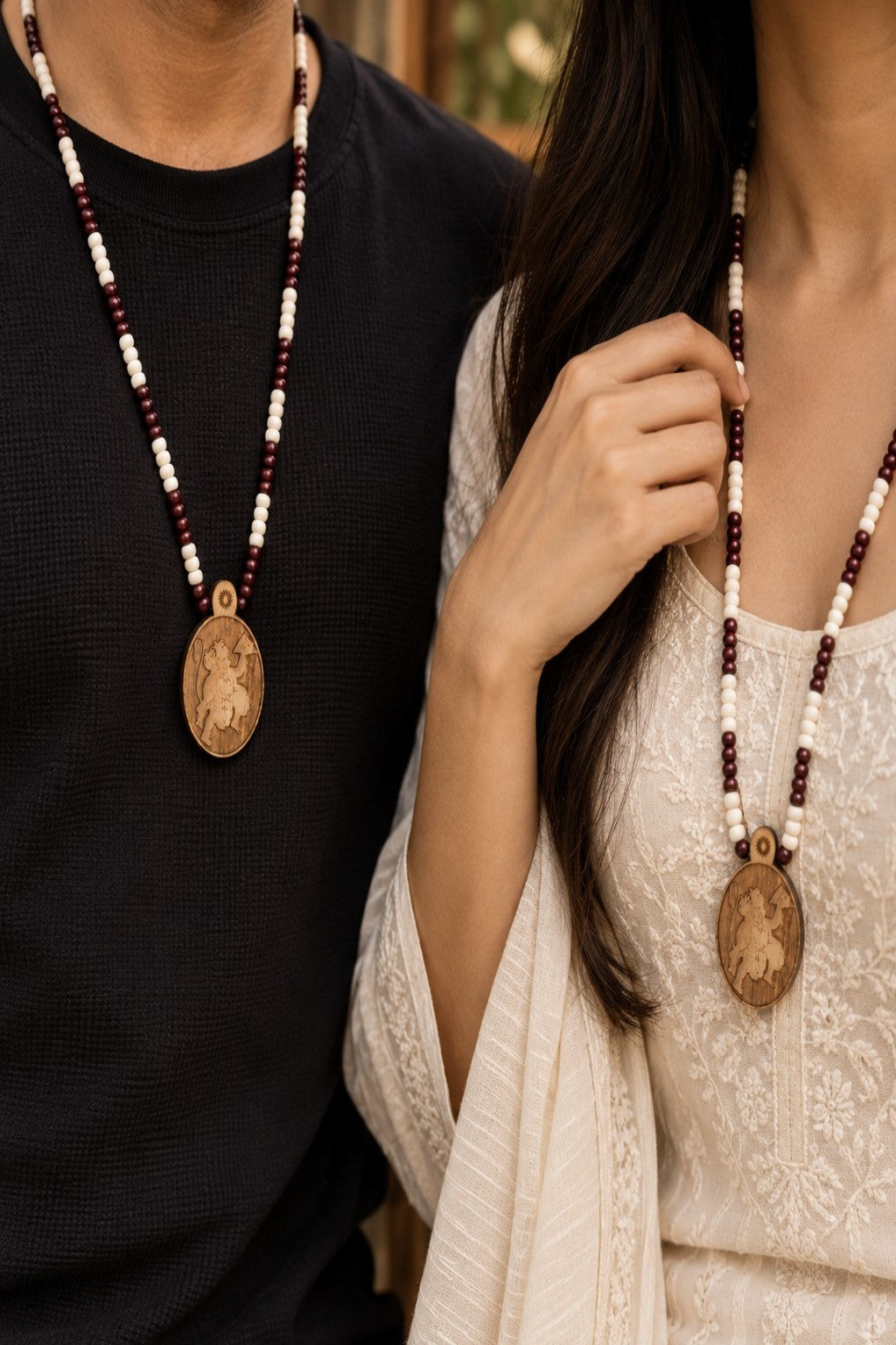 Natural Tulsi Mala with Hanuman Ji Pendant