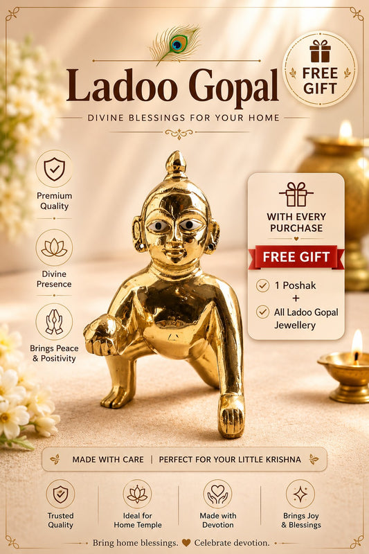 Pure Brass Laddu Gopal Idol 6 Inch