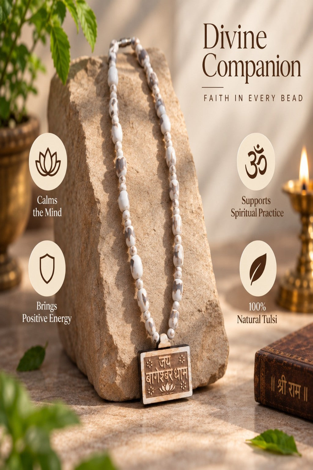 Pure Tulsi Mala with Bageshwar Dham Pendant