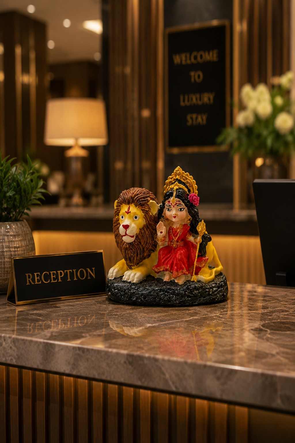 Maa Durga with Lion Car Dashboard