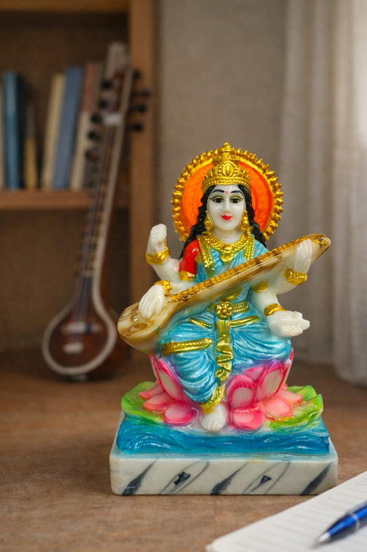 Maa Saraswati Idol in Marble Dust