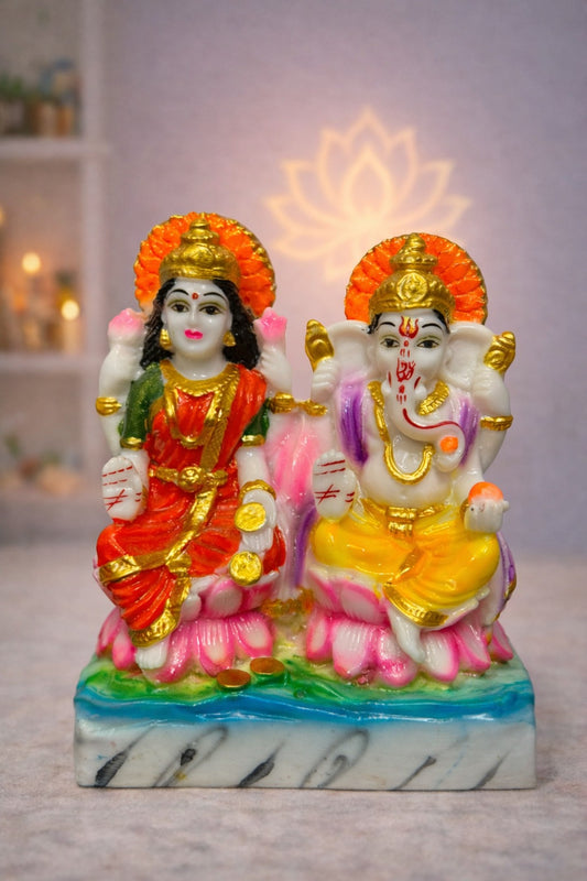 Joint Lakshmi Ganesh Murti Set in Marble Dust