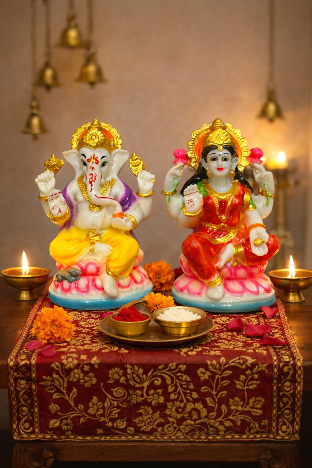 Lakshmi Ganesh Marble Dust Idol