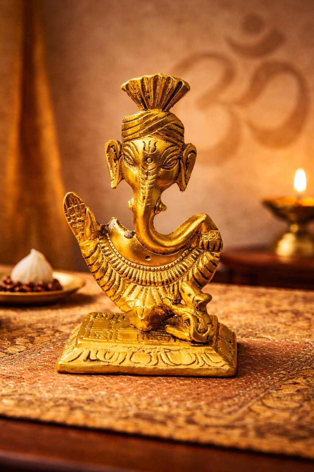 Golden Finish Ganesh Idol