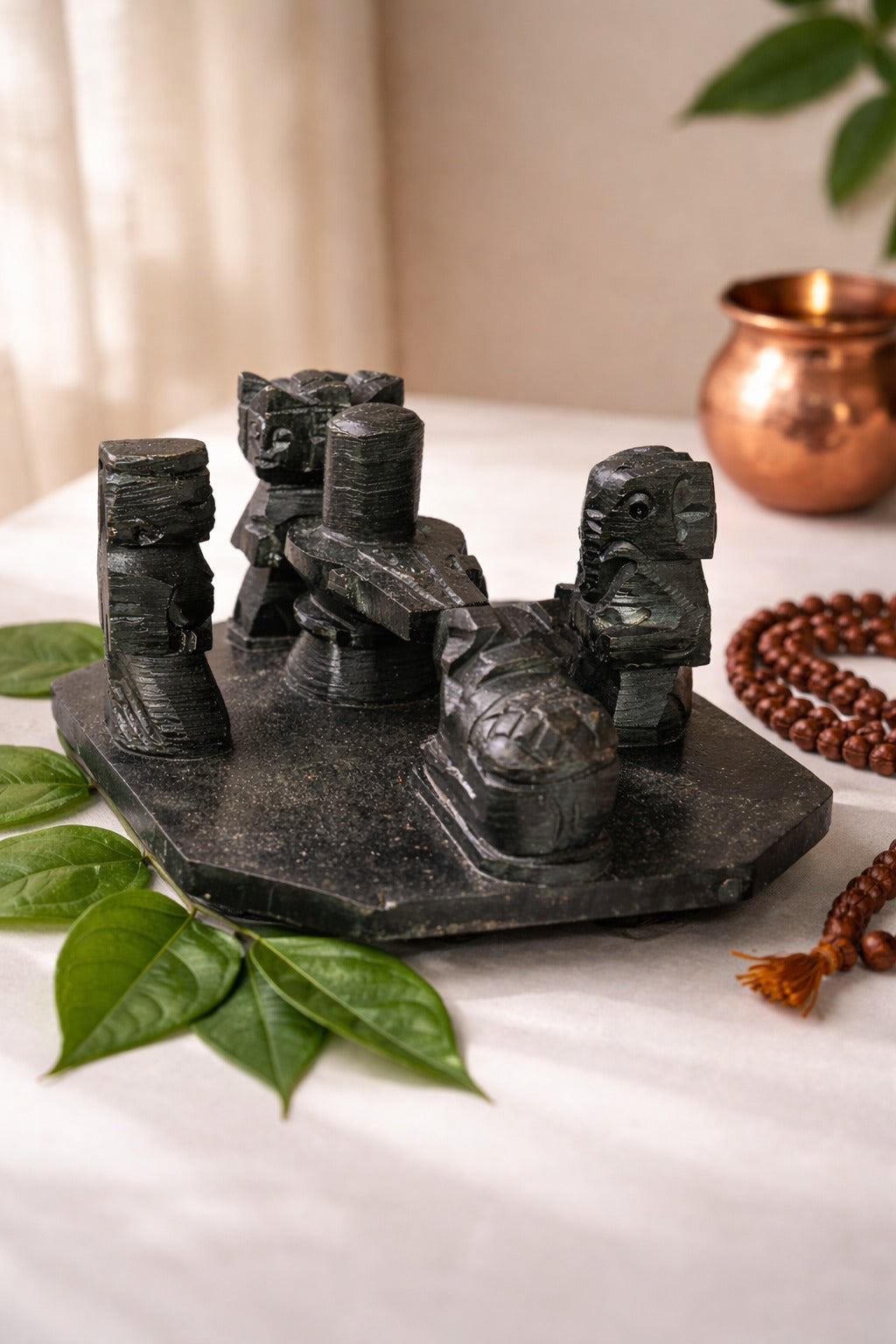 Pure Black Stone Shiv Parivar Set