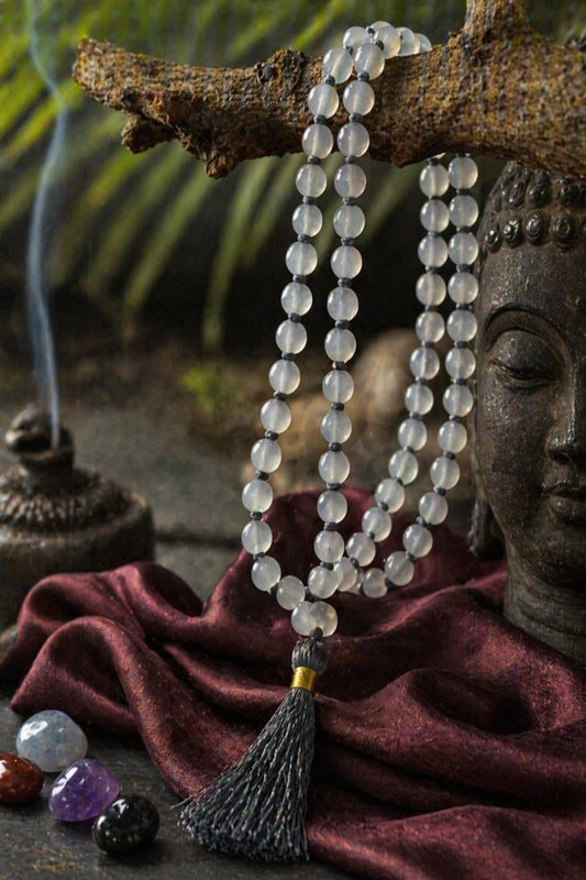 Grey Hakik Certified Mala