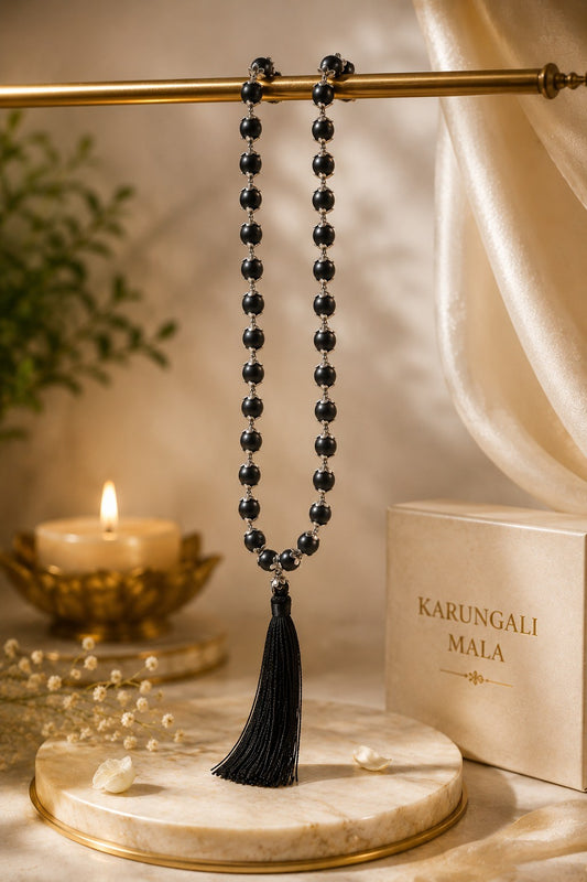 Original Karungali Mala – Premium Black Ebony Wood Prayer Mala | 108 Beads | Lab Tested