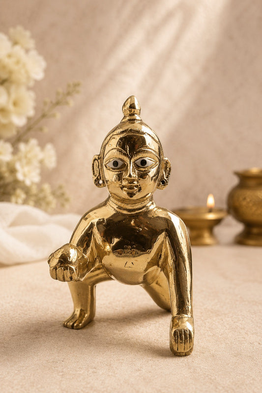 Pure Brass Laddu Gopal Idol 6 Inch