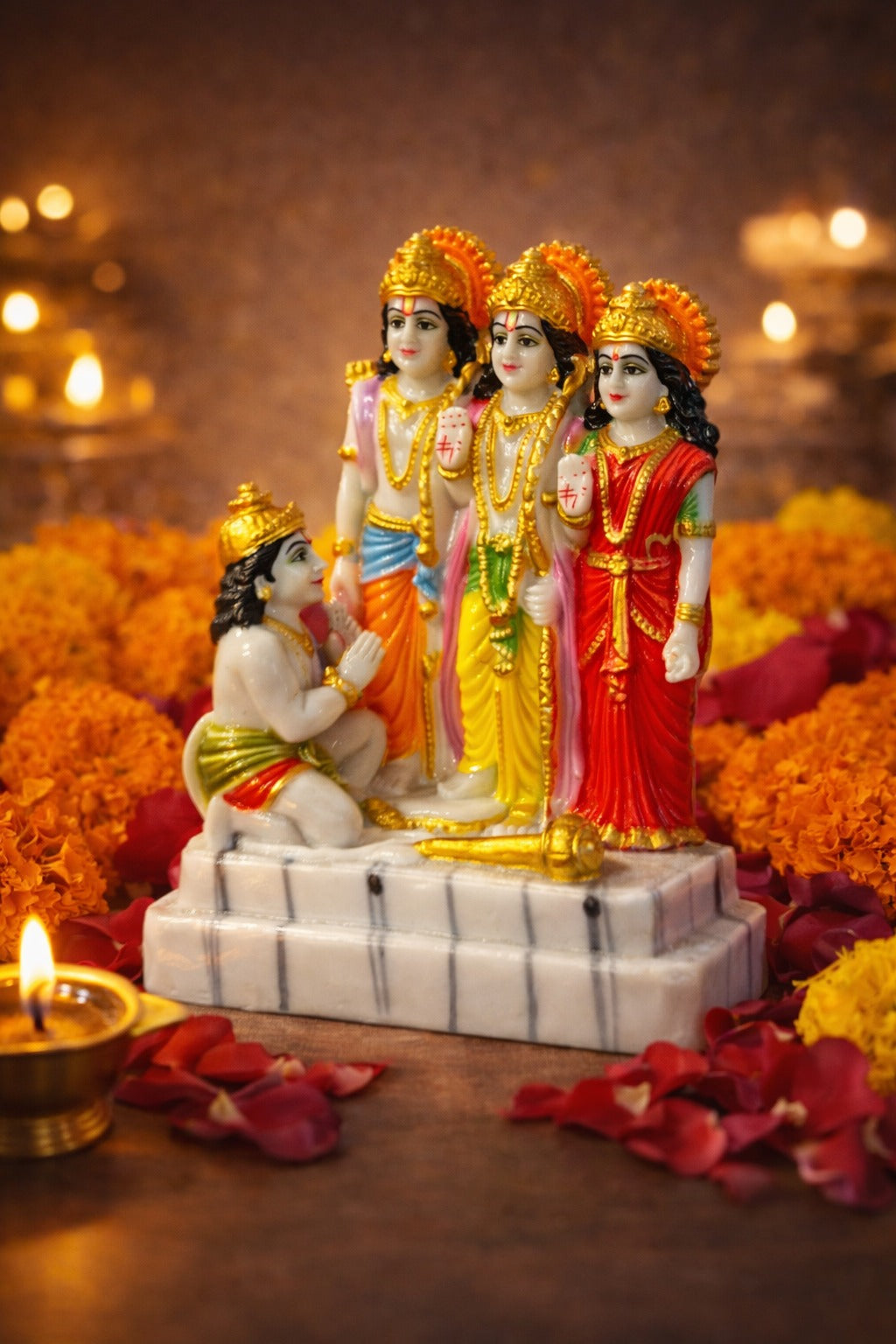 Ram Darbar Idol with Hanuman in Marble Dust