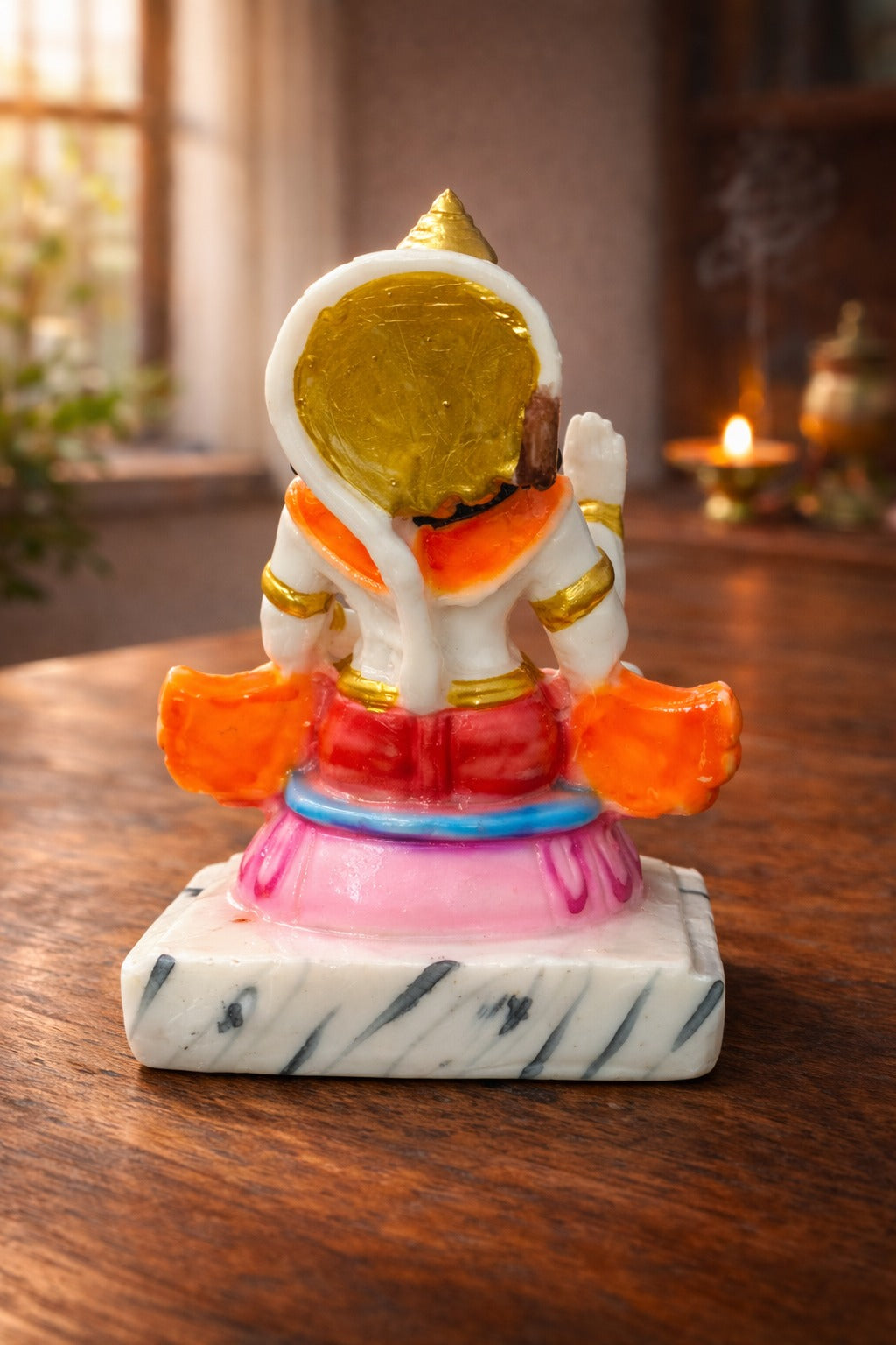 Hanuman Idol Sitting on Lotus in Marble Dust