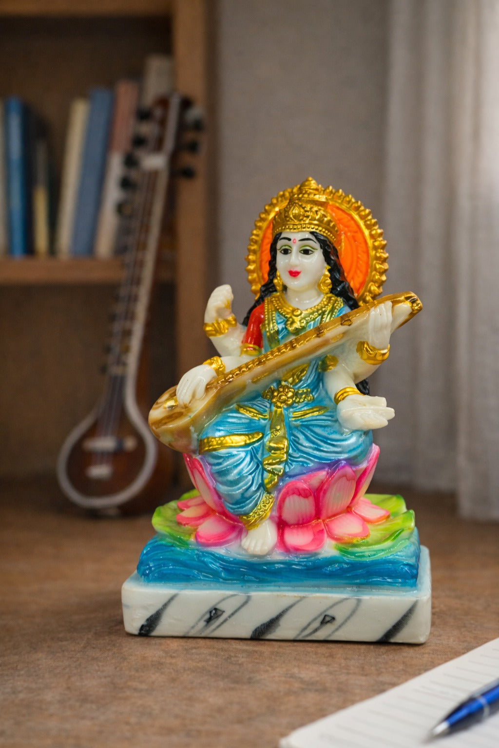 Maa Saraswati Idol in Marble Dust