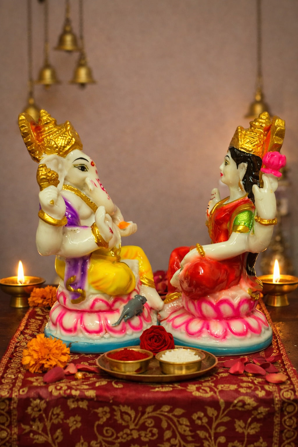 Lakshmi Ganesh Marble Dust Idol