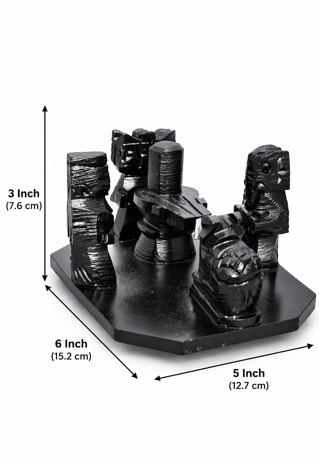 Pure Black Stone Shiv Parivar Set