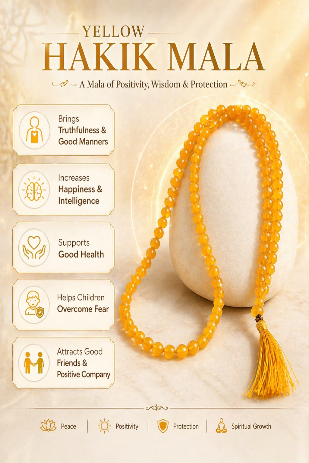 Yellow Hakik Mala Certified