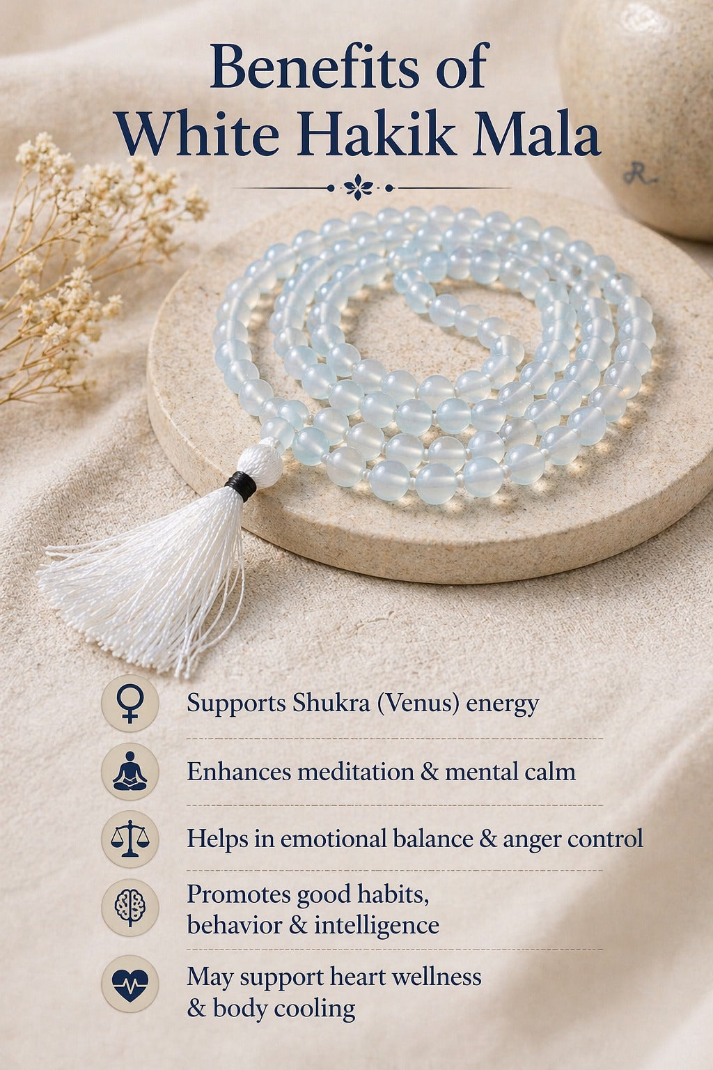 White Hakik Premium Mala