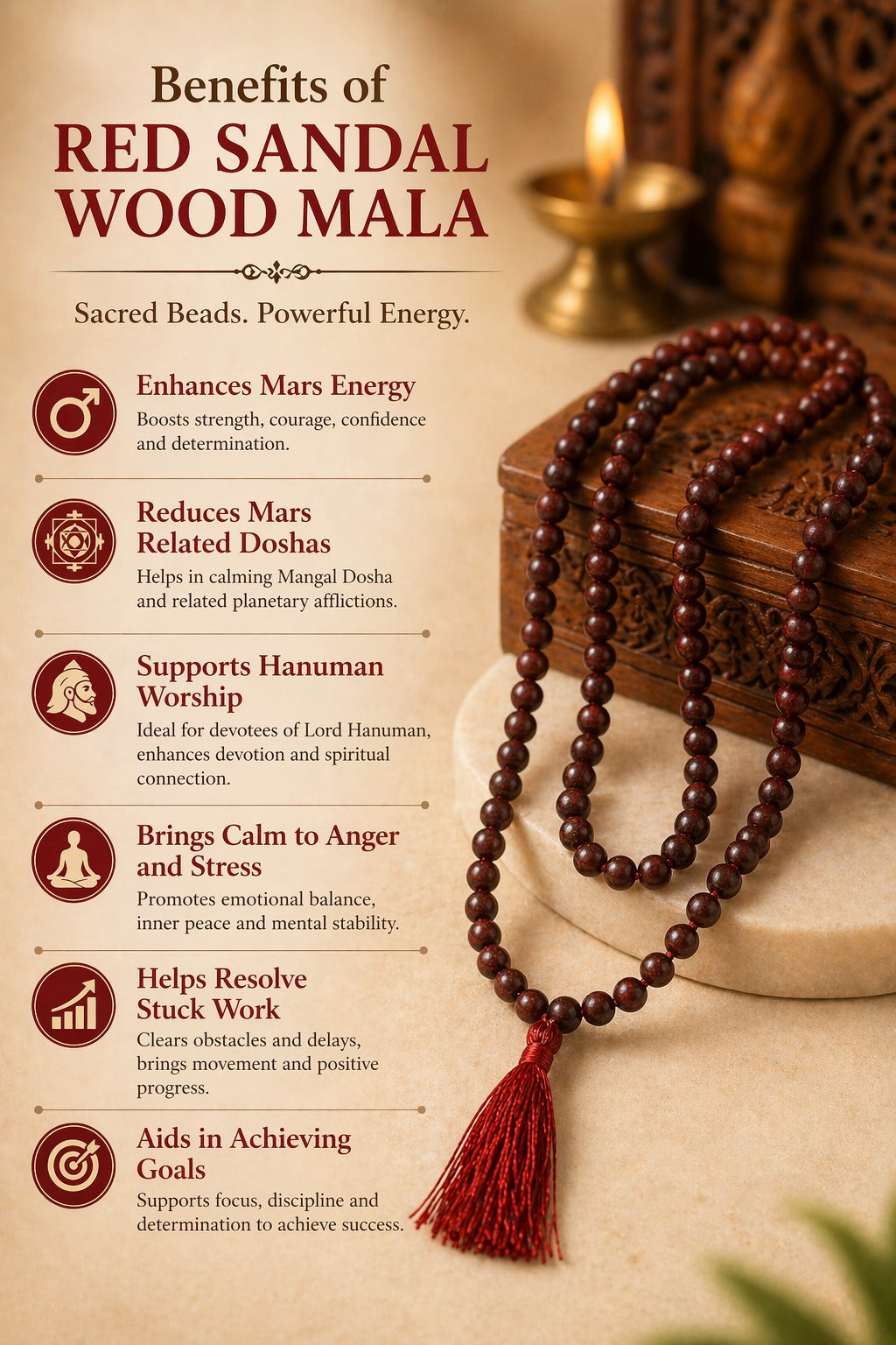 Red Sandalwood Natural Mala
