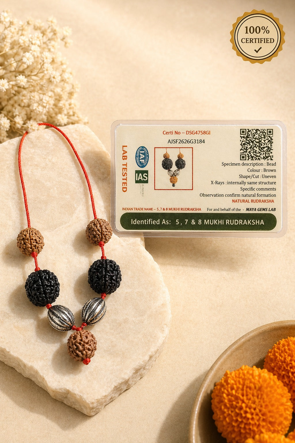 Certified Vyapar Vriddhi Rudraksha Kavach