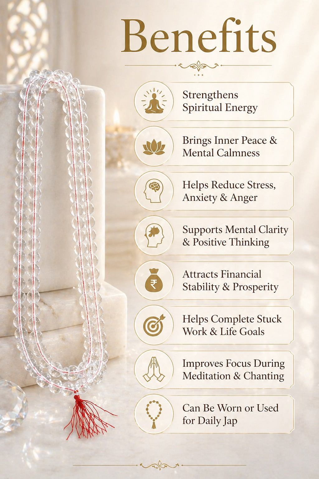 Sphatik Crystal Mala Pure Certified