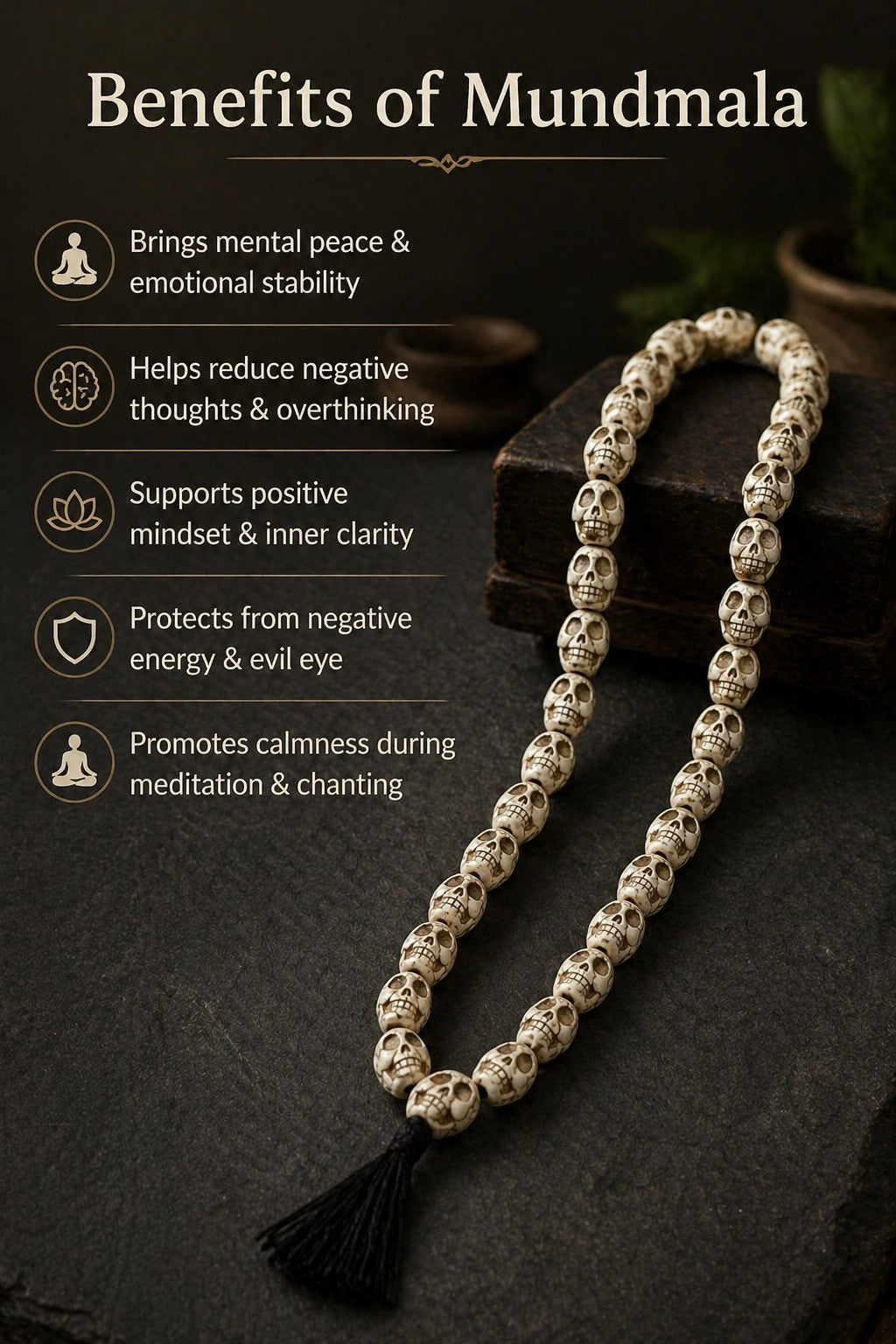 Mundmala Skull 30 Beads Mala