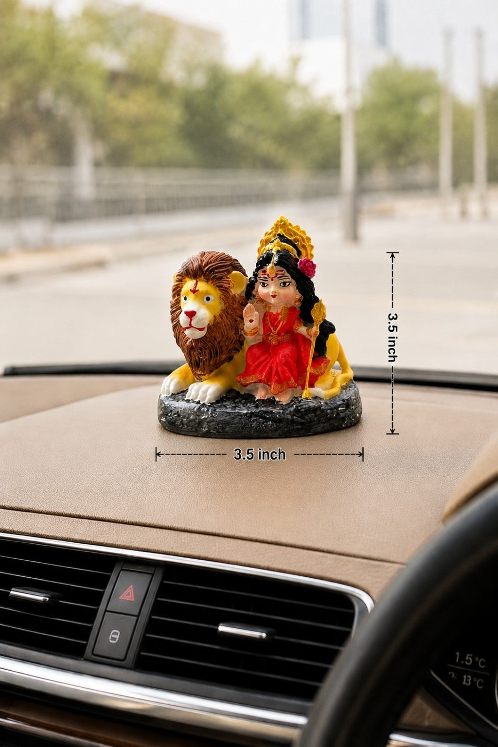 Maa Durga with Lion Car Dashboard
