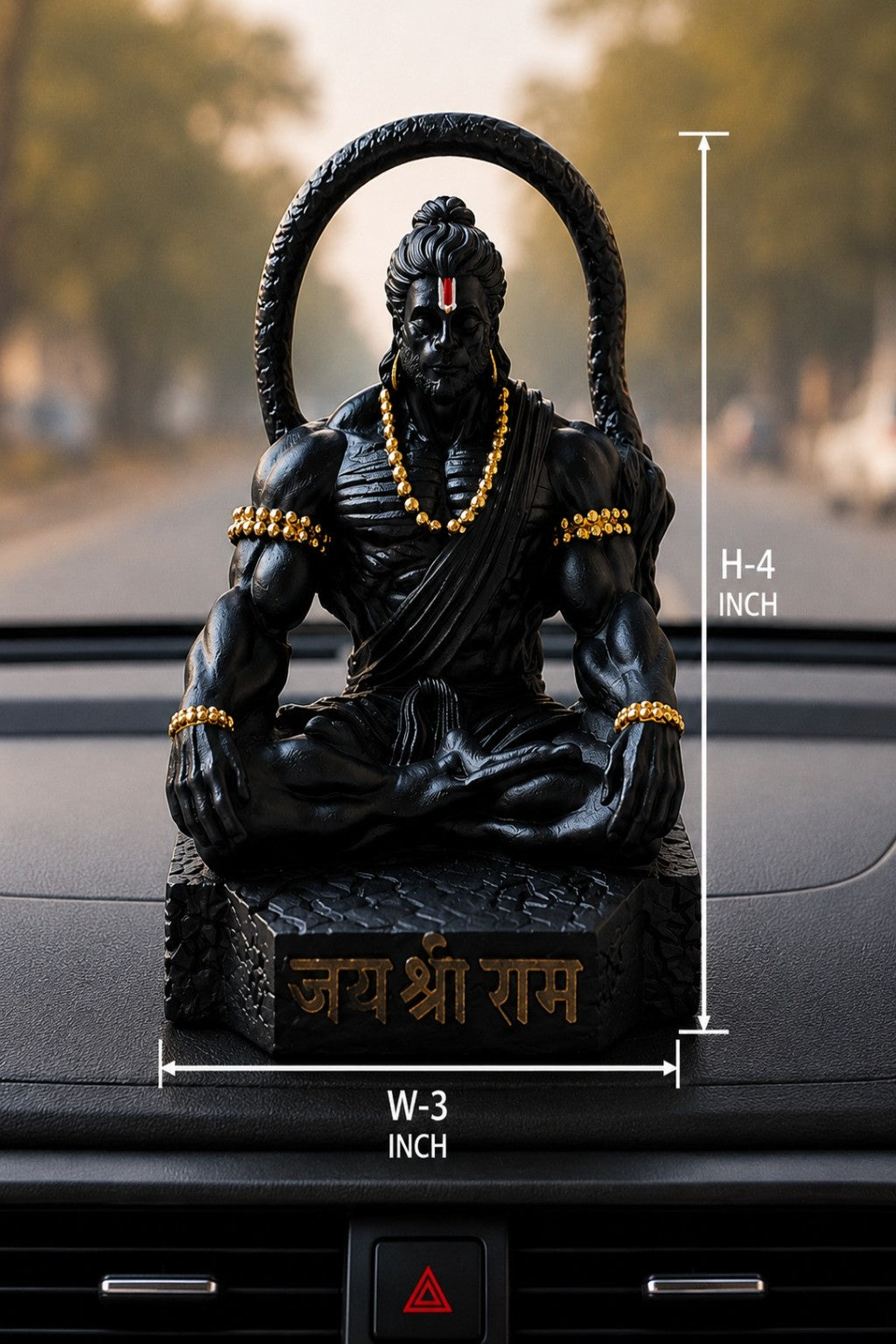 Premium Black Hanuman Ji Car Dashboard Idol