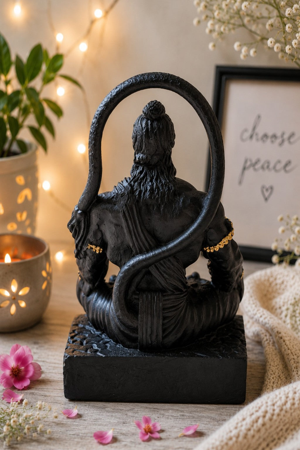 Premium Black Hanuman Ji Car Dashboard Idol