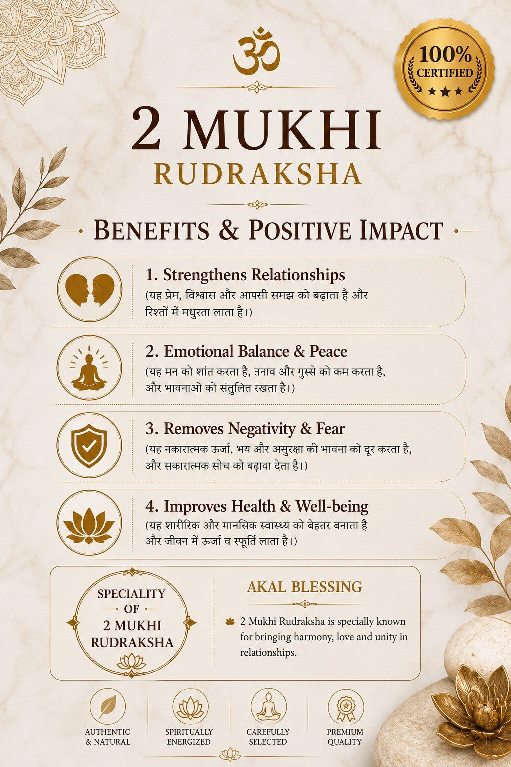 2 Mukhi Certified Rudraksha