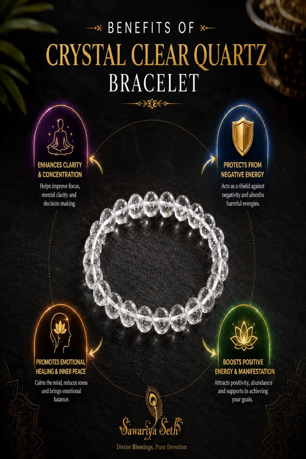 Natural Clear Quartz Crystal Bracelet