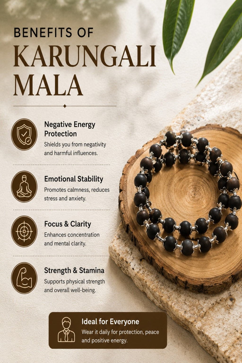 Original Karungali Mala – Premium Black Ebony Wood Prayer Mala | 108 Beads | Lab Tested