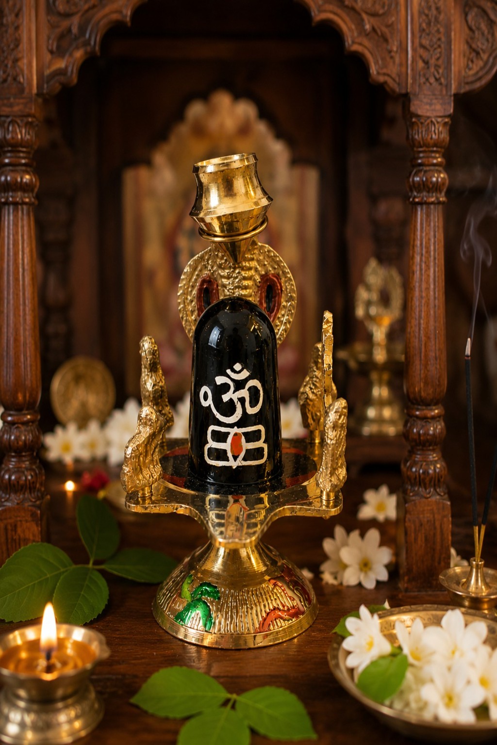 Brass Jaladhari Shivling with Abhishek Jal Kalash