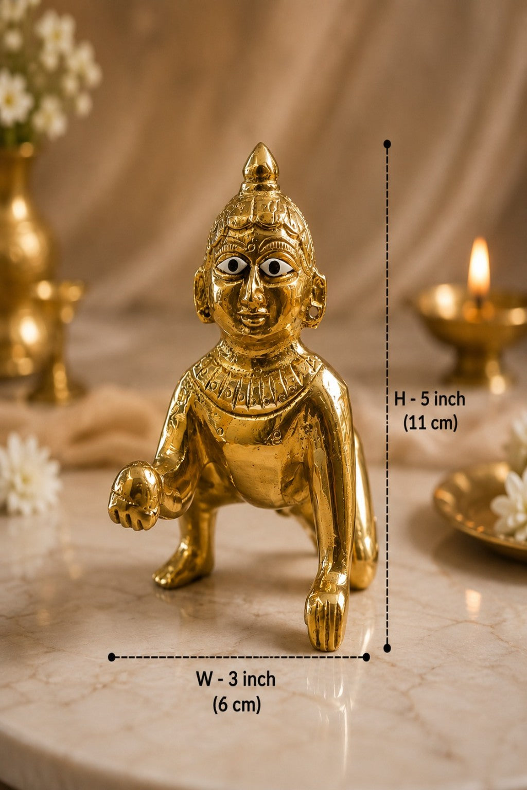 Pure Brass Laddu Gopal Idol 5 Inch