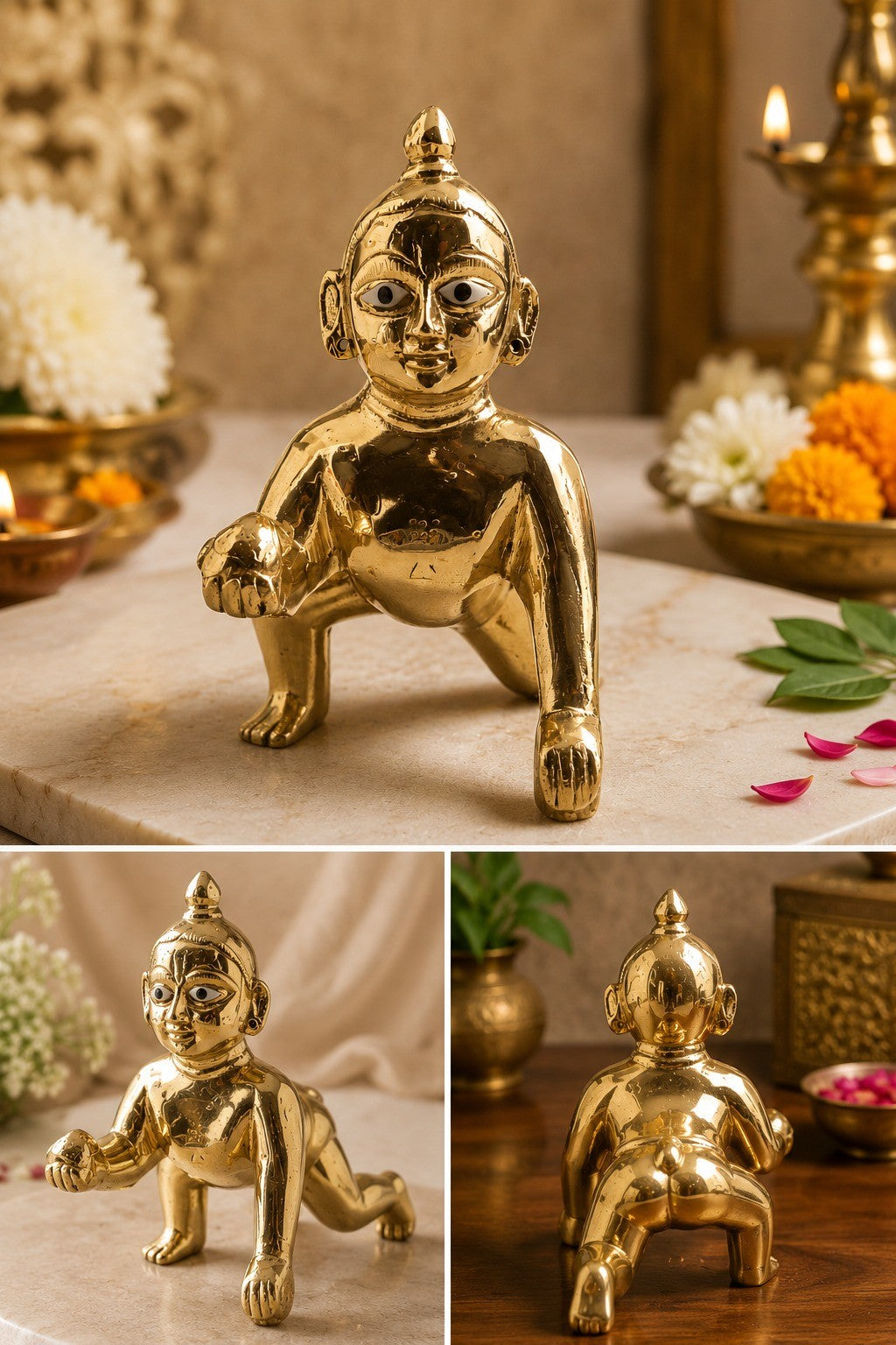 Pure Brass Laddu Gopal Idol 6 Inch