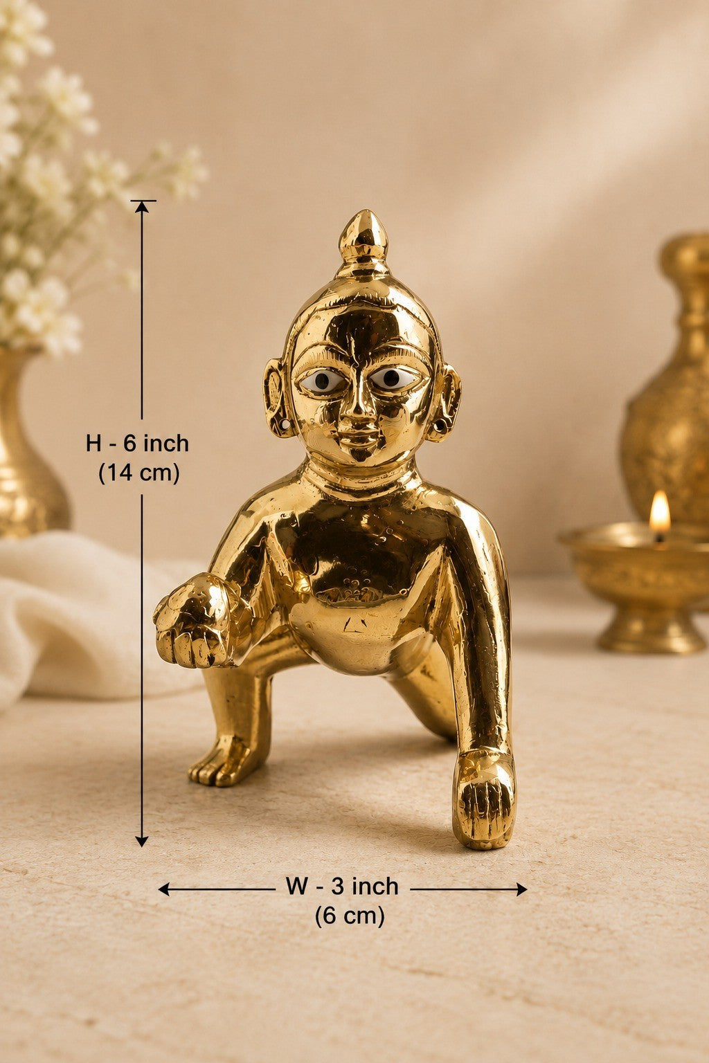 Pure Brass Laddu Gopal Idol 6 Inch