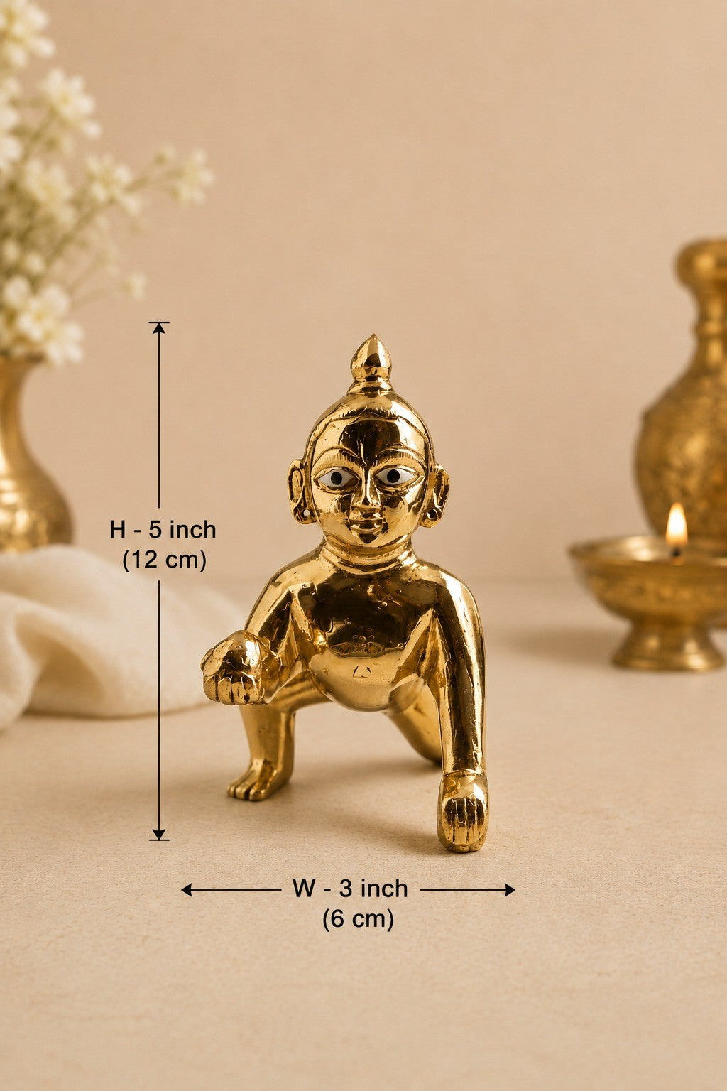 Pure Brass Laddu Gopal Idol 5 Inch
