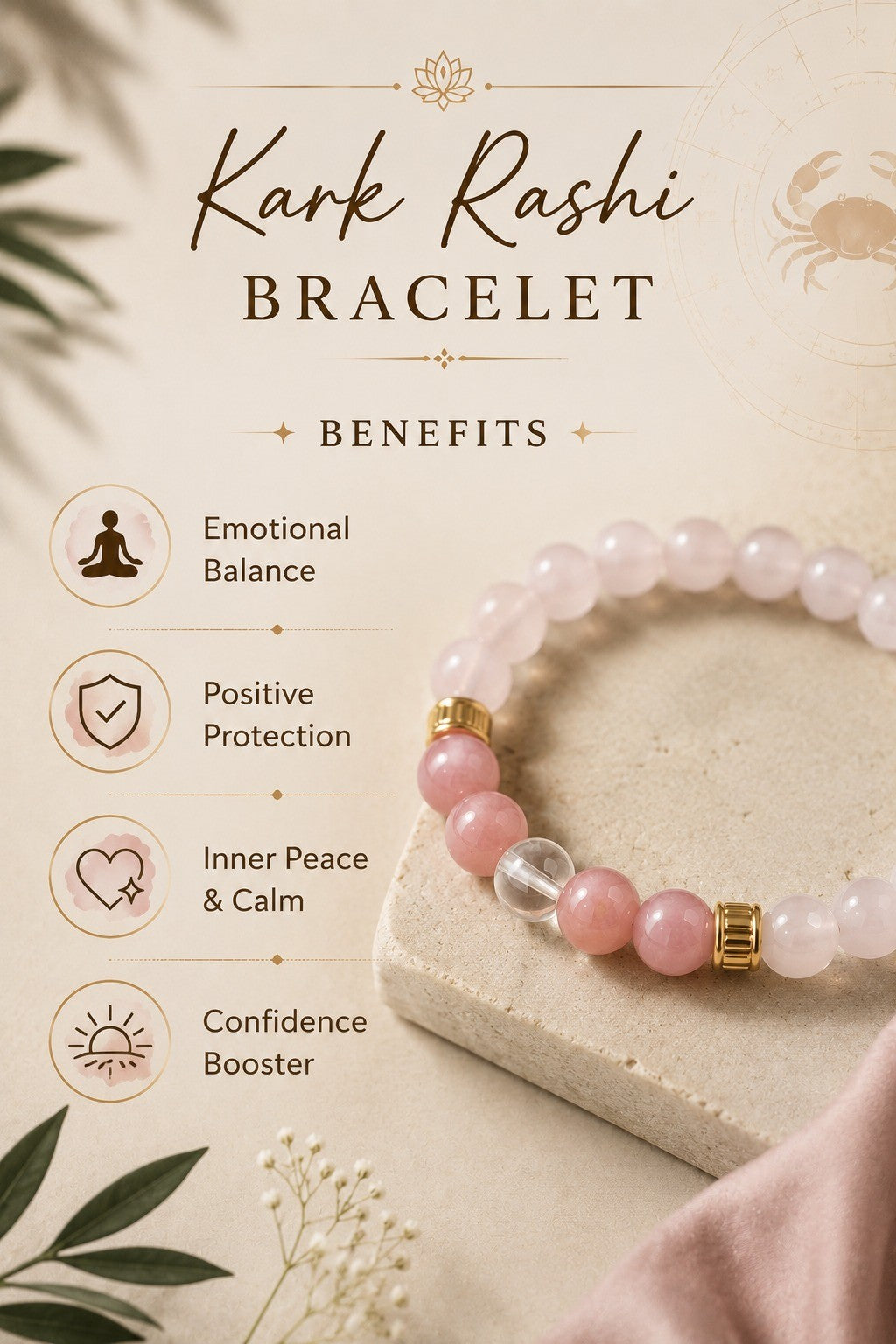 Cancer (Kark Rashi) Natural Stone Bracelet