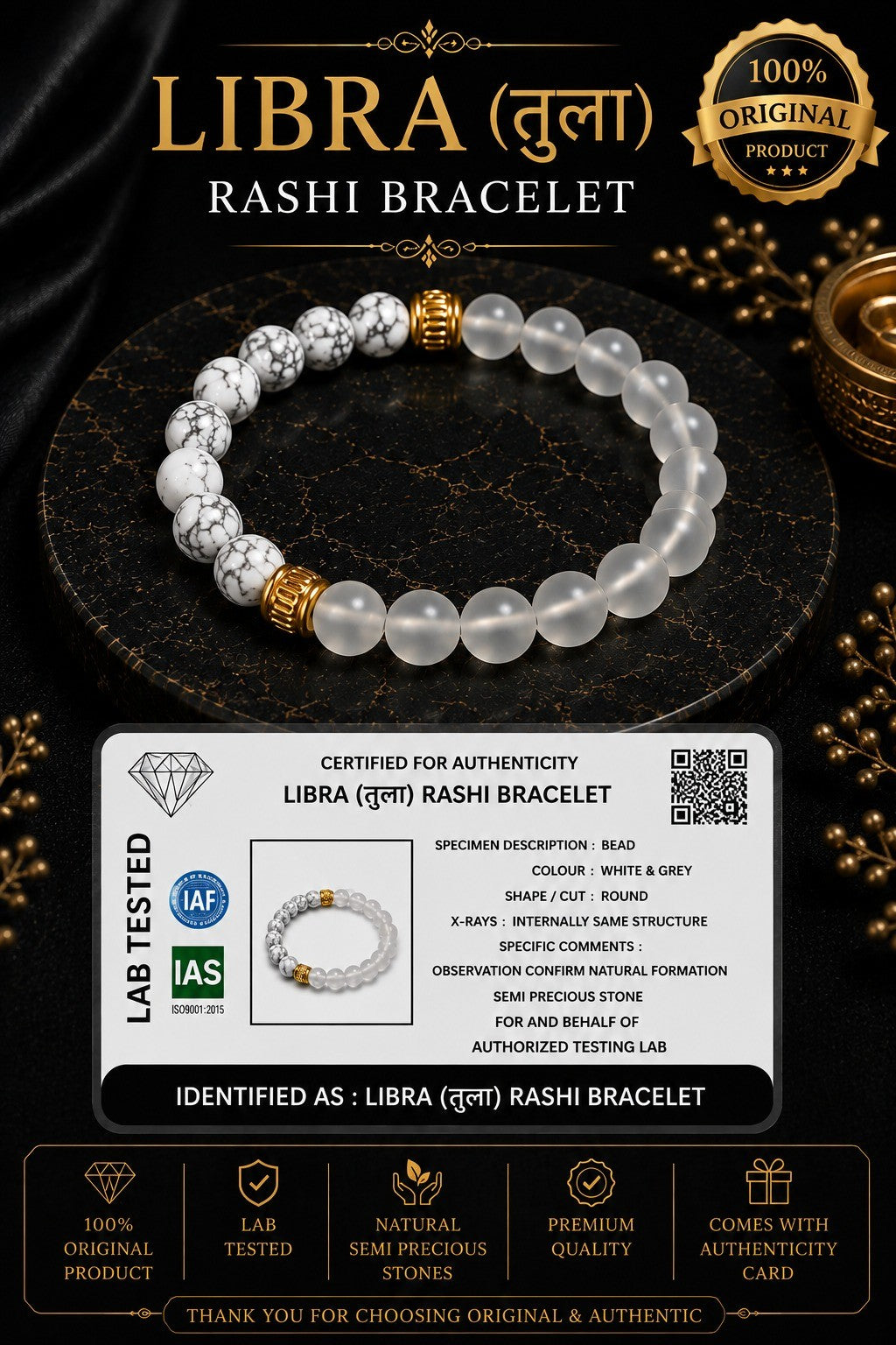 Libra (Tula Rashi) Natural Stone Bracelet