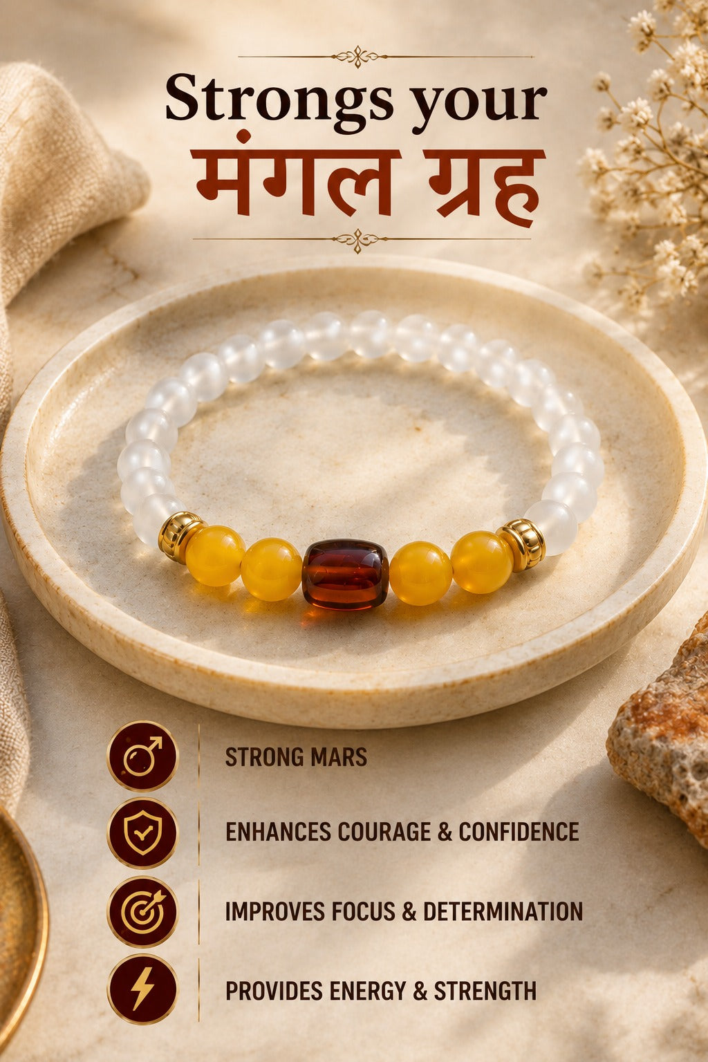 Aries (Mesh Rashi) Natural Stone Bracelet