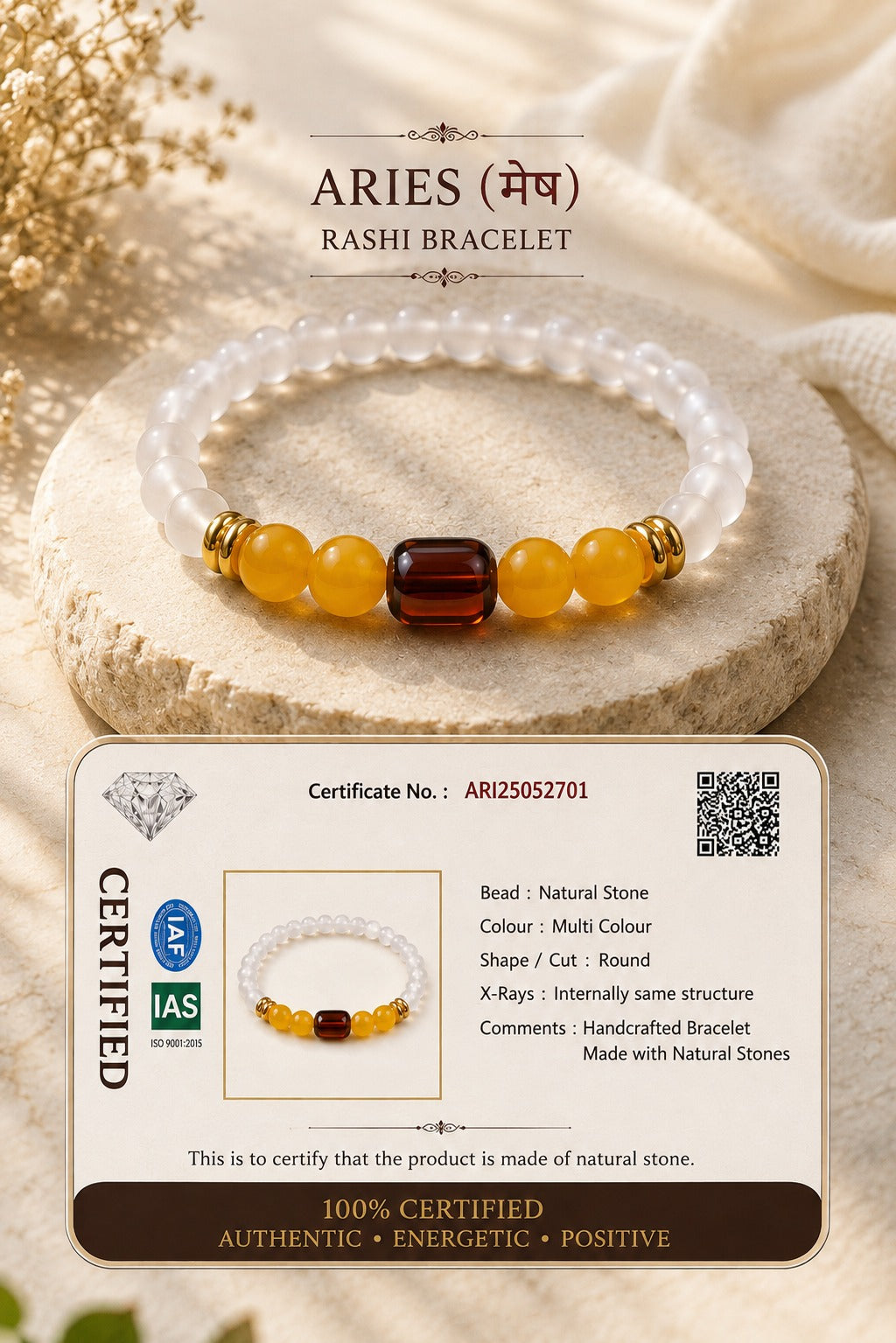 Aries (Mesh Rashi) Natural Stone Bracelet