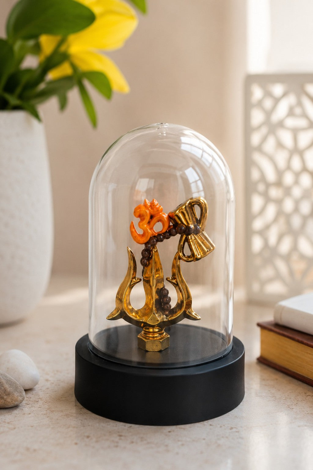 Om Trishul Rudraksha Car Dashboard Idol